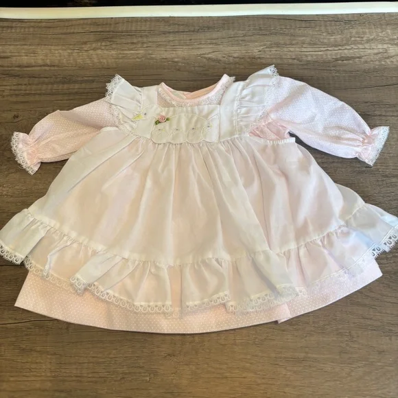 Nanette Vintage Baby Girl Dress Duck Goose Lace 0-3mo - Picture 1 of 9